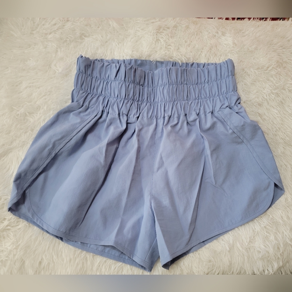 ZENANA Light Blue Athletic Shorts High Waisted Size Large